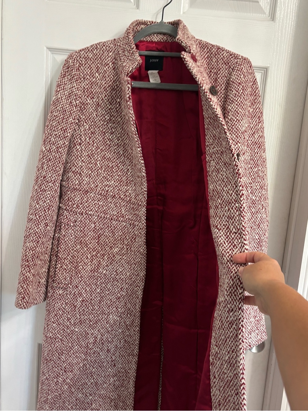 J. Crew Pink Blend Tweed Long Sleeve Coat Dress - Picture 3 of 8
